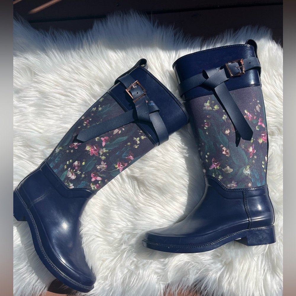 TED BAKER “Hampto” Floral Print Rubber Rain Boots